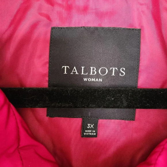 Talbots Size 3XL Down Filled Puffer Vest Magenta Red Full Zip Pockets - Picture 4 of 7